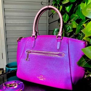 IRIDESCENT Fushia & MIRRORED Mauve Leather Large Coach Elise Purse